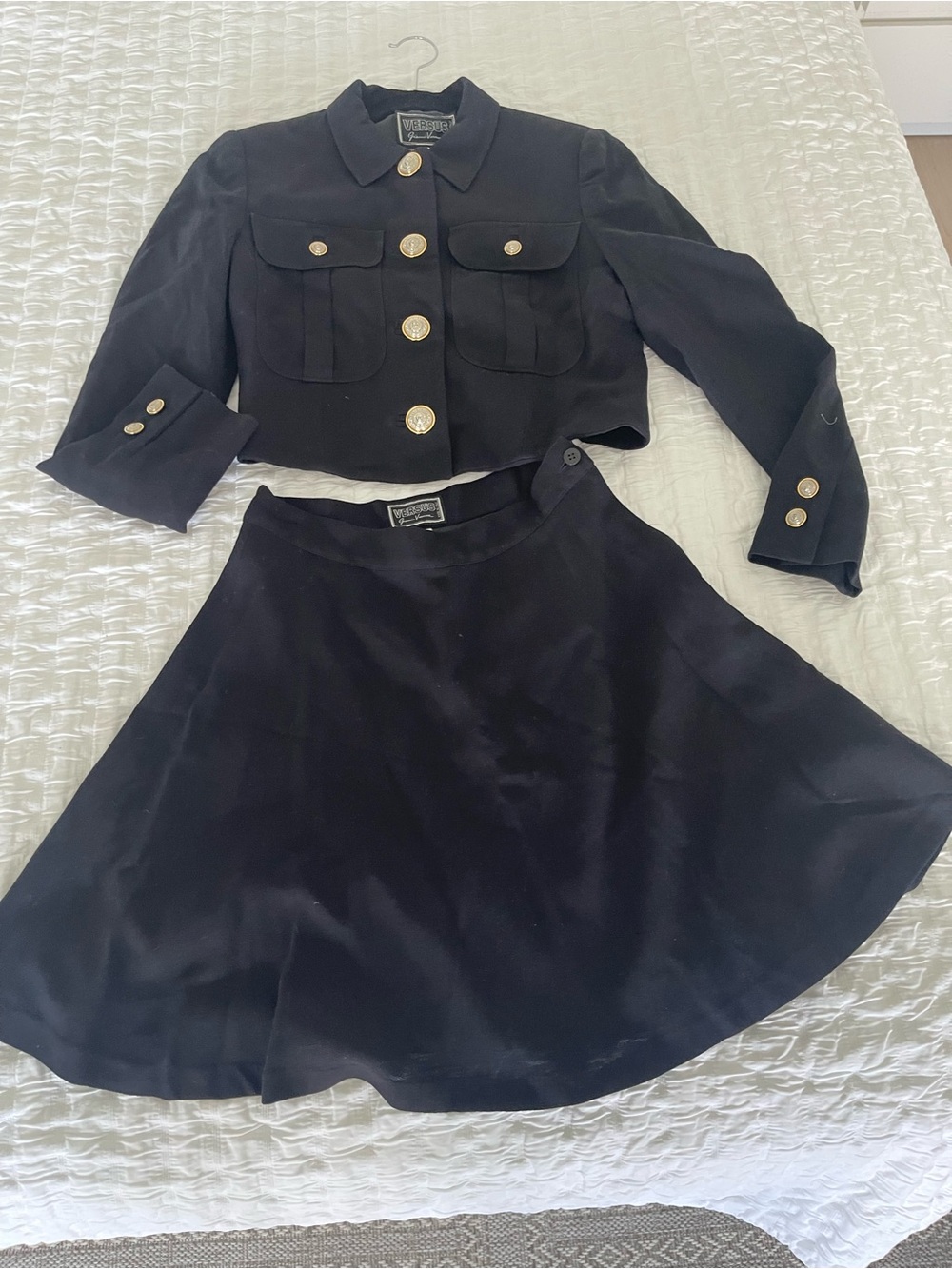 Vintage Worthington Black Skirt Set with Gold Buttons